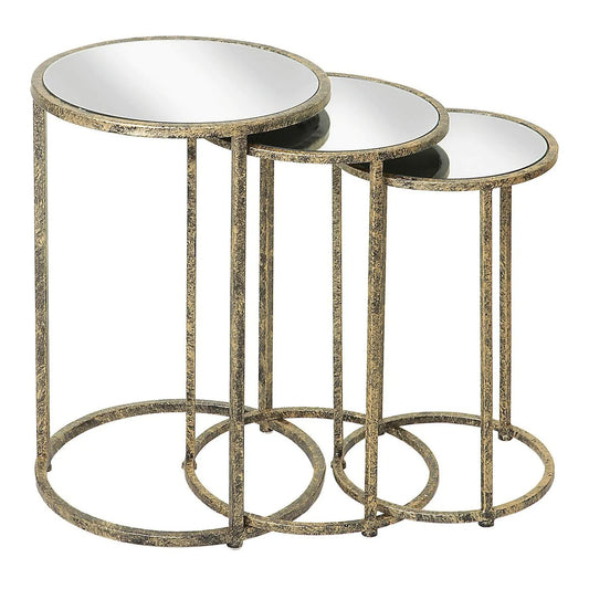 Mirror Top Nest of 3 Tables