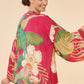 Delicate Tropical Kimono Jacket - Dark Rose