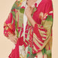 Delicate Tropical Kimono Jacket - Dark Rose