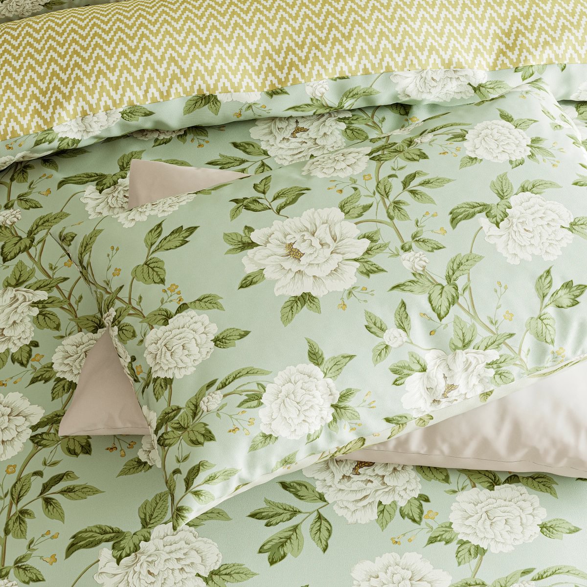 Summer Peony  Cover Set Light Green